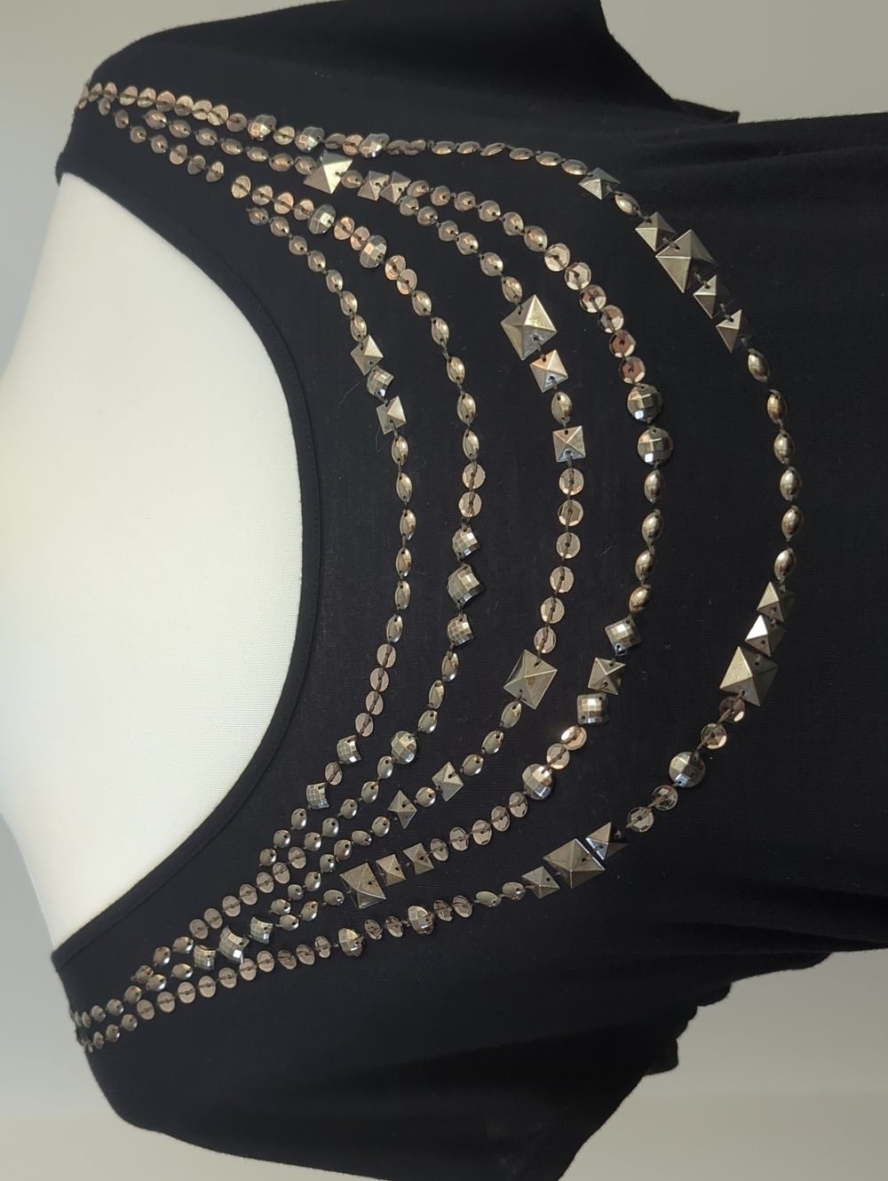 Apt 9 Black Sleeveless Studded Faux Statement Necklace Top LARGE - Picture 4 of 14